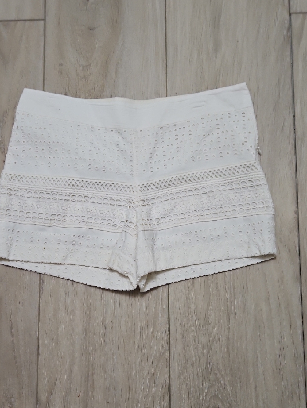 LOFT Ivory Eyelet High-Waist Shorts